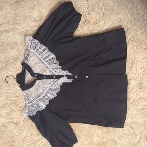 Vintage 70s "Partners Please" Malco Modes San Francisco Lace Ruffle Blouse USA